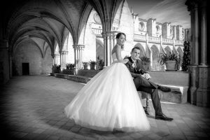Photo de mariés en noir et blanc